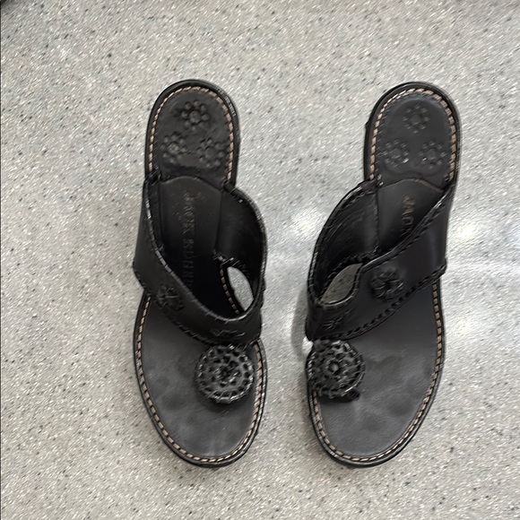 Jack Rogers Black Sandals with Medallion - Picture 1 of 6
